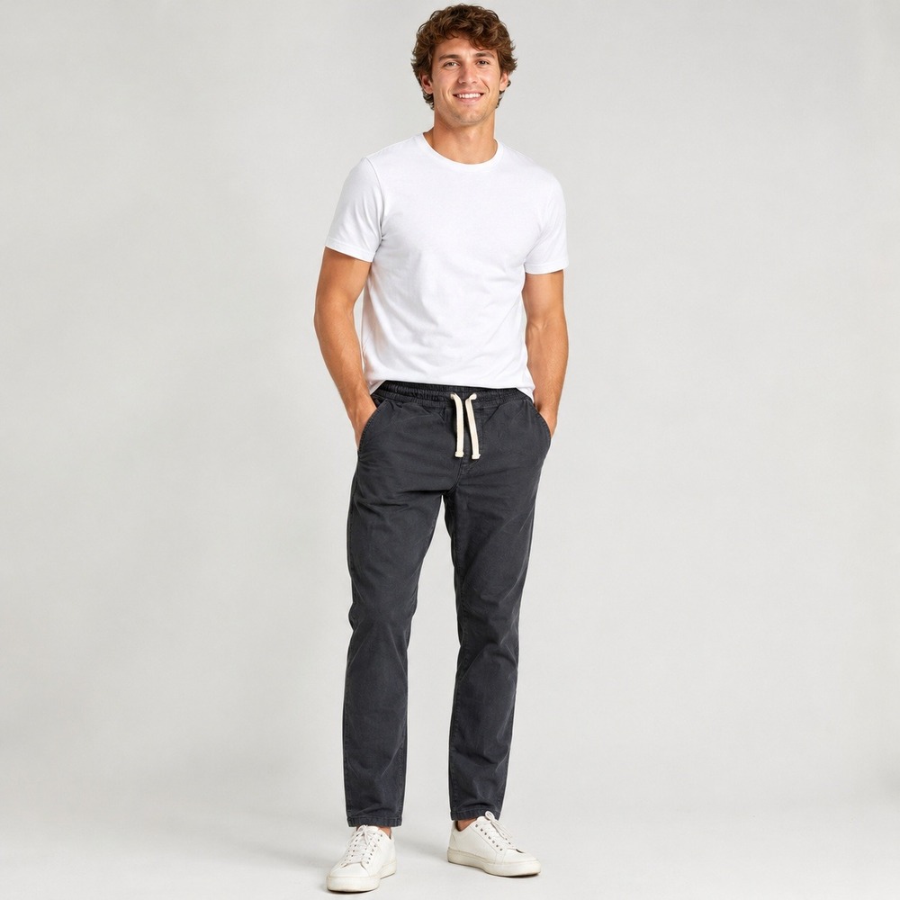 Marine Layer Slim Fit Drawstring Chino Pants Charcoal Organic Cotton Men's S